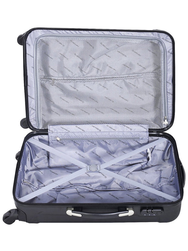 GLOBALWAY 3 Pcs Luggage Travel Set Bag ABS Trolley Suitcase Black